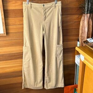 Cream Corduroy Wide Leg Pants